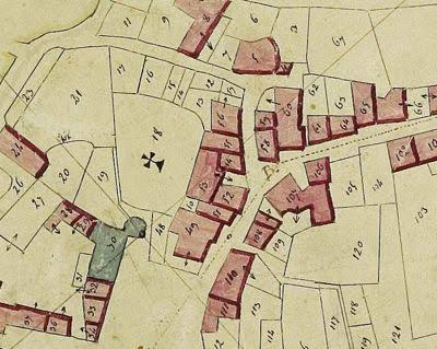 Plan du cadastre napoléonien : parcelles numérotées d'une commune française