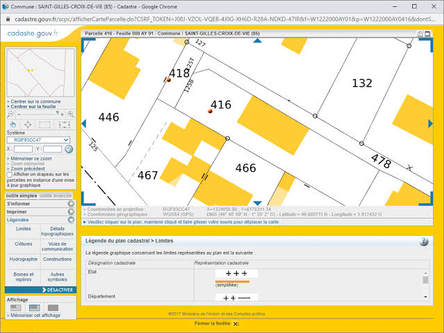 Interface du site officiel cadastre.gouv.fr — comparaison avec notre outil de téléchargement simplifié