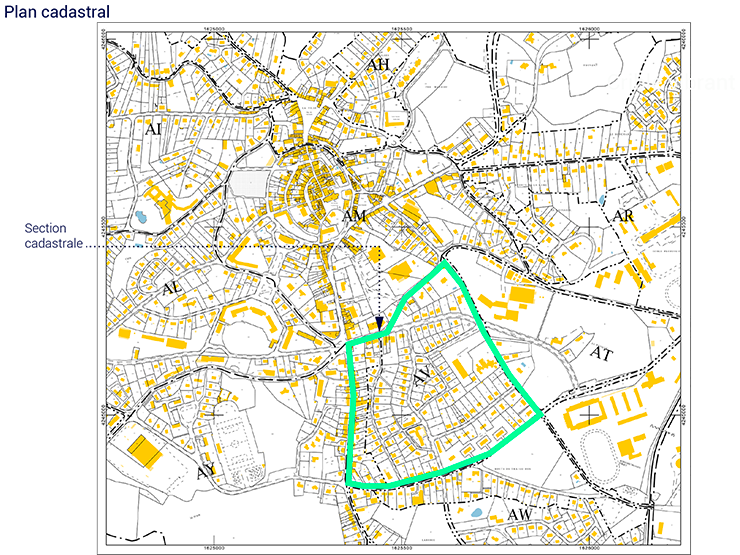 Exemple de plan cadastral montrant les sections et parcelles — extrait officiel téléchargeable gratuitement